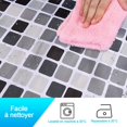 thumbnail image 3 of Cortina de ducha con estampado de mosaico, tejido de poliéster impermeable con ganchos, antimoho y antibacteriano para baño (180x200cm, gris (mosaico)) Fason WLJ-3597, 3 of 5