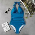 thumbnail image 2 of Traje de baño de una pieza con cuello halter para mujer Traje de baño Ropa de playa Vacaciones, 2 of 4