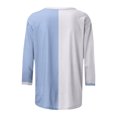 thumbnail image 5 of Honeeladyy 3/4 Sleeve Tops for Women Summer Patchwork Round Neck T Shirts Casual Cute Three Quarter Length Dressy Blouses for Work Office Business (Blue,M), 5 of 5
