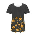 thumbnail image 4 of Royisotas Yellow Oversized Tops for Women Short Sleeve Summer Casual Shirts Floral Gaphic Pleated Crew Neck Women Tshirt, 4 of 5