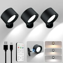 Cordless Rechargeable Wall Sconces with Remote, 3-Pack Dimmable LED Reading Lights, Magnetic 360° Rotatable Wall Mounted Lamp for Bedroom, Bedside, Hallway