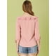 thumbnail image 5 of Allegra K Blusa de lunares de verano de media manga con cuello con volantes para mujer Rosa XL, 5 of 6