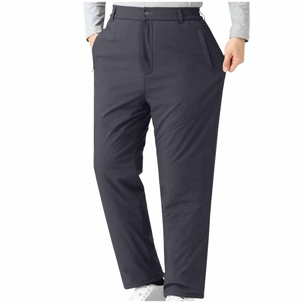 Pantalones largos para hombre, de color liso, de felpa gruesa, cálidos, con cintura elástica, informales, largos, de poliéster.
