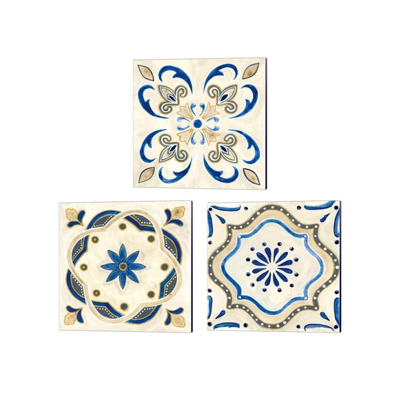 Great Art Now Timeless Tiles by Debbie Banks 3 Piece Canvas Art Set Each 14W x 14H