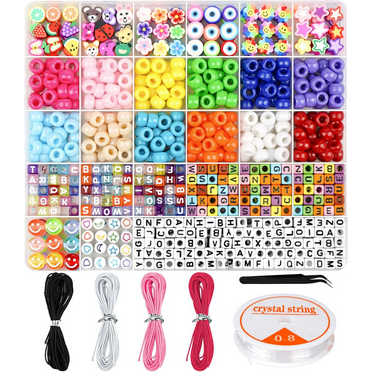 300Pcs Dowsabel Bracelet Making Set Pony Polymer Clay Smiling Face & Letter Beads for DIY Jewelry Arts & Crafts Gifts