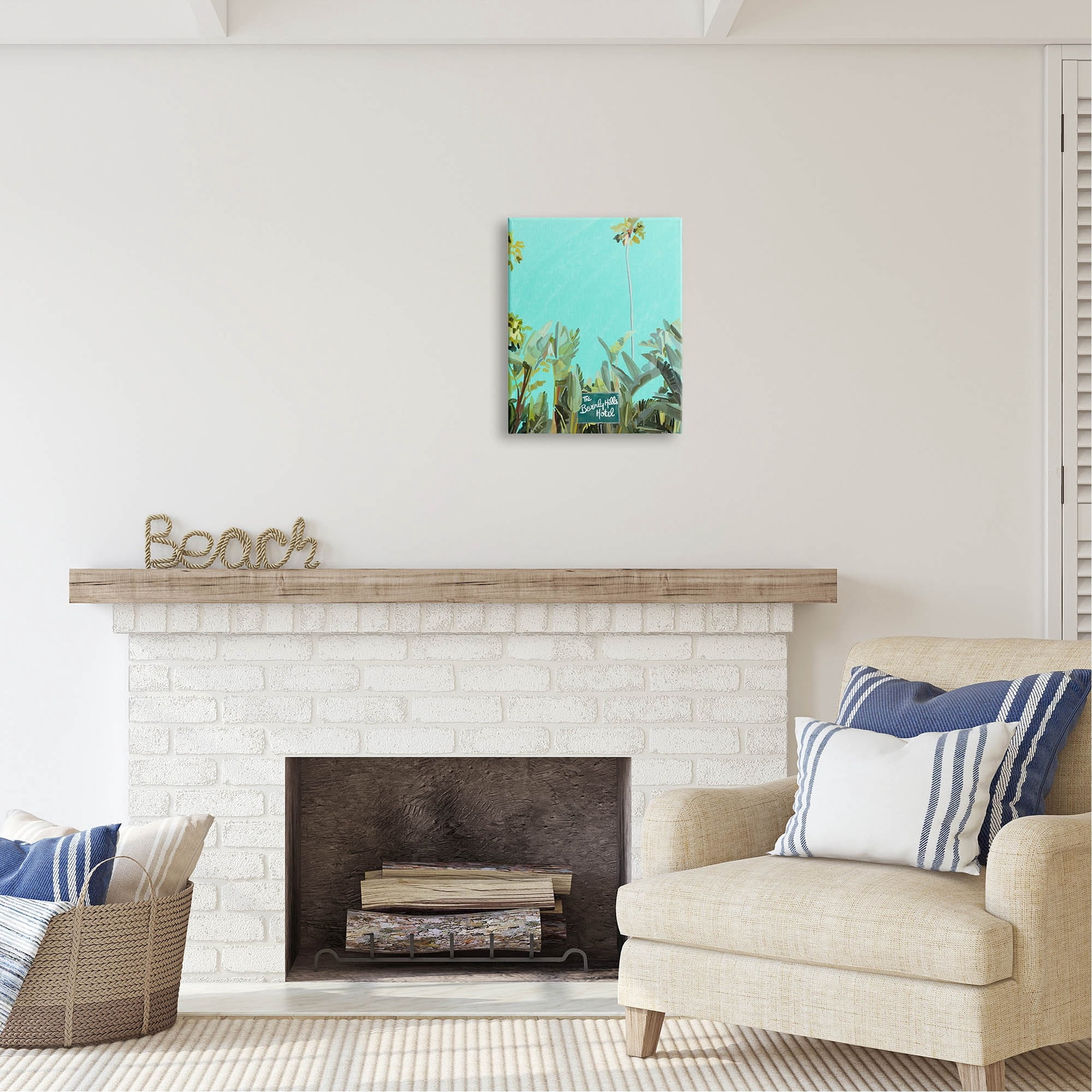 Stupell Industries Beverly Hills Hotel Tropical Palms Coastal Painting Gallery Wrapped Canvas Print Wall Art