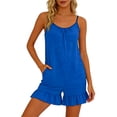 thumbnail image 5 of Cutuoiiu Womens Trendy Solid Color Romper with Thin Shoulder Straps and Pockets Ruffled Hem for Vacation Outings Gift, 5 of 6