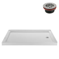 Streamline NT-264-60WH-RH 60 in. x 36 in. Corner Acrylic Shower Base in Glossy White with Right Hand Drain, ABS Drain Included