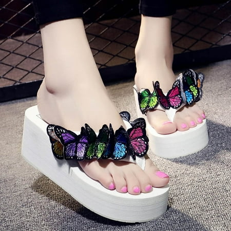 

Cathalem Women Girls Butterfly Floral Wedges Flip Flops Sandals Slippers Beach Shoes Women S Flip Flops Size 6 White 8