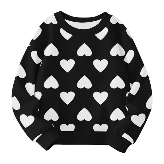 EnJoCho Kids Valentine Sweatshirt Boys Girls Fall Winter Heart Print Fleec𝖾 Thermal Top Long Sleeve Crew Neck Casual Shirt Cozy Loungewear