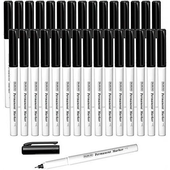 Permanent Marker,Shuttle Art 30 Pack Ultra Fine Point Black Permanent Marker set, Works on Plastic,Wood,Stone,Metal and Glass for Doodling