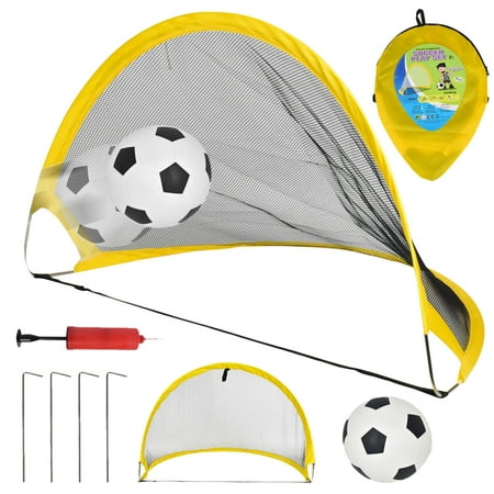 AURARMLET 1 Set Yellow Folding Soccer Goal Net Portable Football Goal Weather Resistant for Indoor and Outdoor Play