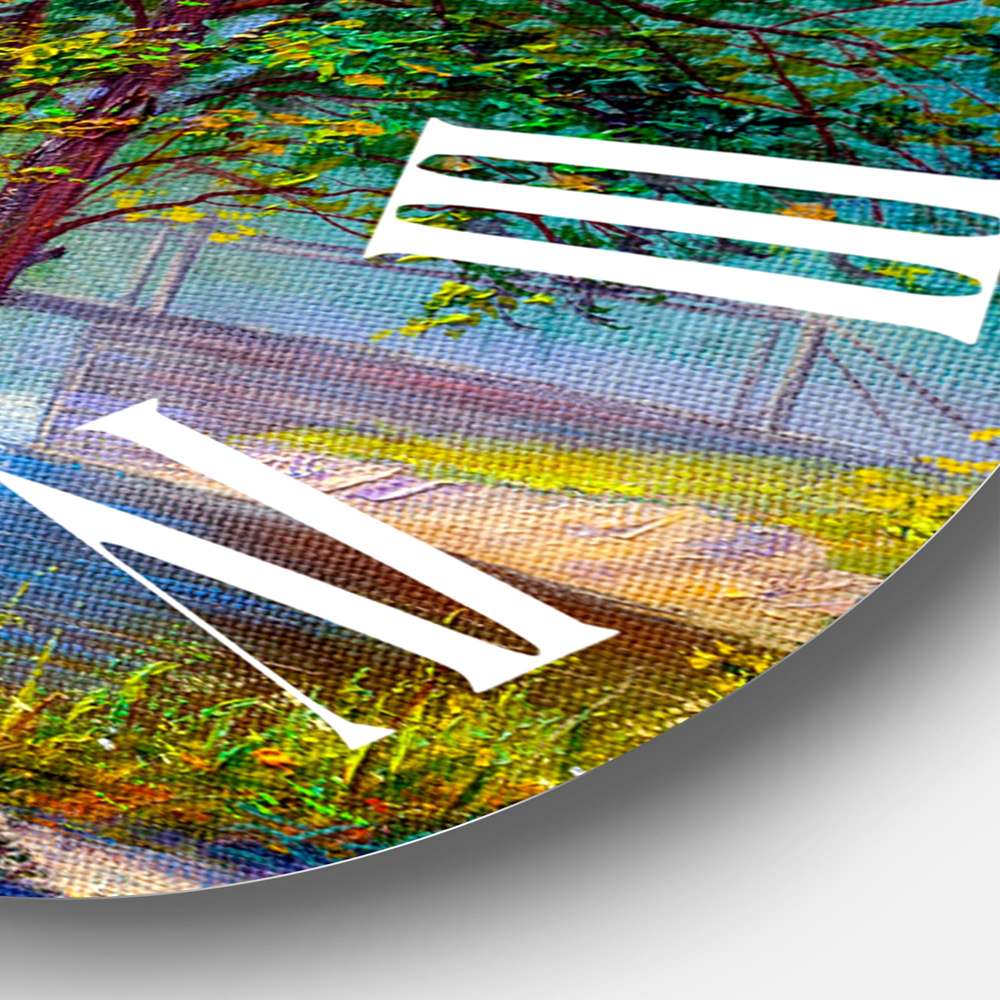 Designart 'Green Trees By The Riverside' Traditional Wall Clock