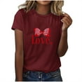 thumbnail image 2 of Aobny Love Heart Blouses Loose Fit Womens Blouses Red Crew Neck Short Sleeve Pullover Winter Tops,XXL, 2 of 5