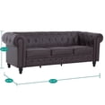 thumbnail image 4 of Emery Chesterfield Sofa, Luxurious Comfort for Cozy Living Rooms, Mid-Century Modern couch, Elegance & Serenity, 3-Seater Sofa Espresso,Air Leather, 4 of 8
