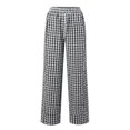 thumbnail image 6 of Jamsmile Women Pants Plaid Print Drawstrings Elastic High Waist Wide Leg Pants Vintage Tracksuits Loose Streetwear Trousers, 6 of 7
