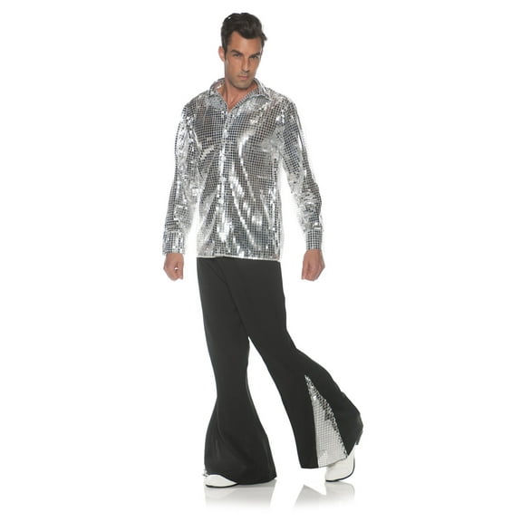 Disco Fever Mens Adult 70S Disco Dude Silver Halloween Costume-Os