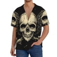 thumbnail image 1 of Fotbe Gothic Winged Skull Camisa Estampada de Manga Corta para Hombre, Casual de Verano, Estilo Playero, Sin Arrugas-Large, 1 of 5