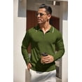 thumbnail image 4 of COOFANDY Men's Long Sleeve Polo Shirts Quarter Zip Pullover Knitted Polo Sweater Casual Vintage Striped Tops, 4 of 7