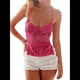 thumbnail image 3 of Camisola Sin Mangas con Cuello en V, Lentejuelas y Diamantes de Imitación Brillantes para Mujer, Top Corto de Verano con Espalda Abierta para Fiesta y Club Rosa Roja L, 3 of 6