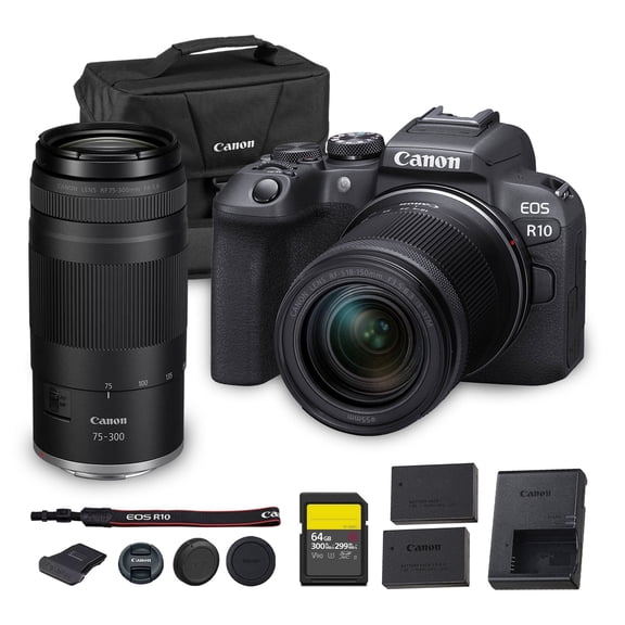 Canon EOS R10 Mirrorless Camera 24.2MP   18-150mm Lens Bundle Telephoto Kit (International Model)