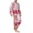 thumbnail image 2 of Lsque Flamingos In The Tropical Forest Pattern Long Sleeve Pajama Set for Men - Soft 2-Piece Sleepwear and Loungewear Set with Pockets, Comfy Nightwear-Medium, 2 of 7