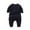 Black, variant on Baby Solid Long Sleeve Romper Toddler Neutral Casual Outfit Size:12-18 Months