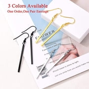 FOCALOOK Black Dangle Earrings for Women Hypoallergenic Minimal Long Thin Drop Dangling Vertical Bar Earrings