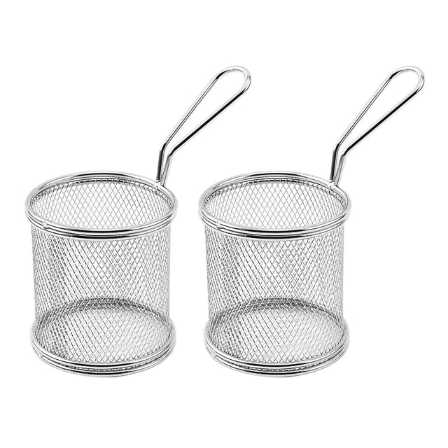 MIANGASTORE 2pcs Stainless Steel Round Wire Frying Basket Frying Basket Tool Fryer Basket