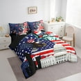 thumbnail image 3 of Feelyou Fourth of July Bedding Comforter Set 7pcs, Stripes Stars Flag Queen Bedding Sets, Kawaii Eagle Animal Reversible Queen Sheet Sets, Lightweight Room Decor, 3 of 8