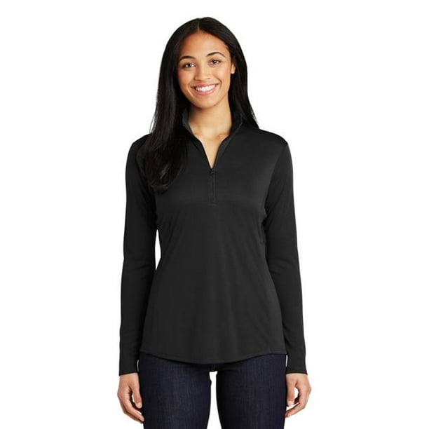 Sport Tek 1185742 Ladies PosiCharge Competitor 1 by 4 Zip Pullover for  LST357, Black - 3XL 