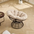 thumbnail image 6 of S-HOME Modern Ergonomic Brown Wicker Papasan Chair with Cushion, 360° Swivel Design for Living Room or Outdoor Use, Beige, 6 of 16