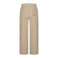 thumbnail image 6 of Women's High Waisted Work Pants with Drawstring, Loose Fit Cargo Pants with Multiple Pockets, Casual Straight Leg Trousers for Daily Wear, Streetwear and Outdoor Activities-Khaki, 6 of 9