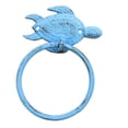thumbnail image 5 of Hampton Nautical Dark Blue Whitewashed Cast Iron Towel Holder 7"-Sea Turtle Beach Decor, 5 of 7