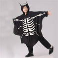 thumbnail image 6 of LIIPEE Boys Onesie Halloween Luminous Bat Printed Long Sleeve Hooded Bodysuit Child Versatile Vacation One-Pieces,Black,9-10 Years, 6 of 9