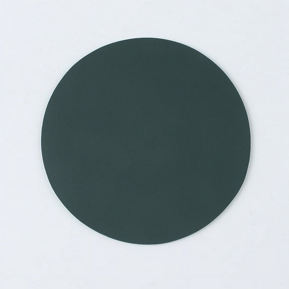 Nvzi Faux Leather Heat Resistant Placemats, Dining Room Table Mats, Protect Surfaces,Non-Slip Washable Table Mats，Kitchen Decor Accessories（Set of 10, Size 3.94in,Coaster，Green ）