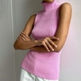 thumbnail image 5 of RMGVDSD Women's Solid Color Fashion Turtleneck Sleeveless Sweater Slim Fit Knit Tank Top Pullover Soft Pullover Sweater Top /Pink, 5 of 9