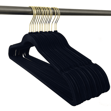 Closet Complete 50 Pack Velvet Hangers Black With Gold Hook