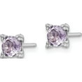thumbnail image 2 of Sterling Silver Rhodium-Plated Round 5mm Amethyst Post Earrings (5 X 5) Made In Thailand qe15175, 2 of 5