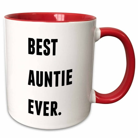 3dRose Best Auntie Ever, Black Letters On A White Background - Two Tone Red Mug,