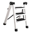 thumbnail image 2 of DYNWAVECA 3 Step Folding Ladder Portable Lightweight for Warehouse Home Indoor Outdoor White, 2 of 8