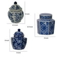 thumbnail image 5 of Benjara 6, 6, 7 Inch Lidded Jars, Persian Inspired Blue Flowers, Curved, Set of 3, 5 of 5