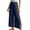 Navy, variant on VEKDONE Women's Cotton Wide Leg Pants Side Button Split Loose Fit Long Pants Casual Vacation Beach Trousers with Pockets Yellow XXXL