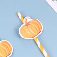thumbnail image 4 of KAKOWELY 40 pajitas de papel con forma de calabaza, a rayas, para decoración de Halloween, creativas, para fiestas (naranja), 4 of 4
