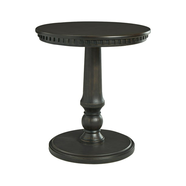 By Ashley Miniore Black Round End Table, Black Round Pedestal Side Table