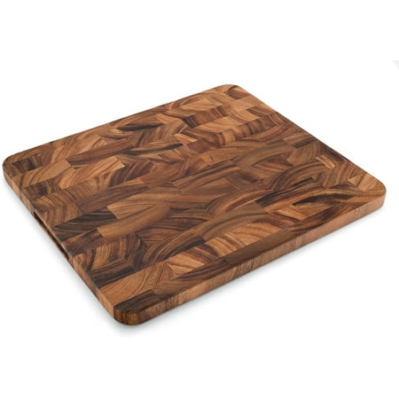 Visualz Oslo End Grain Utility Cutting Board, 14 x 16 Inches, Natural Acacia Wood
