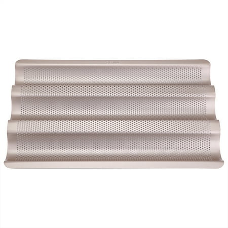 Non Stick Perforated Baguette Pan (15inch French Bread Pan Baguette Baking Tray Perforated 3-slot Non Stick Bake Loaf Mould, Baking Tools, Baking)