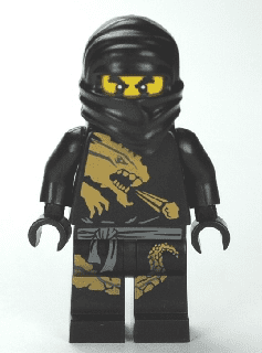 Ninjago lego mini figure BLACK NINJA COLE DRAGON SUIT 2170 2509 2520 vgc 