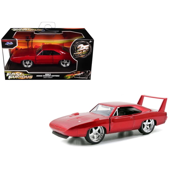 Dom's Dodge Charger Daytona Red Metallic "Fast & Furious 6" (2013) "25 Years of Fast & Furious" 1/32 Diecast Model Car by Jada