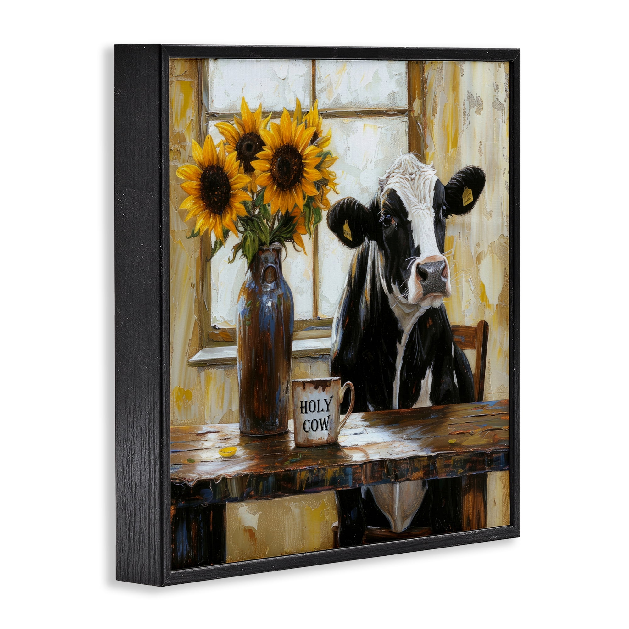 Stupell Industries Holy Cow Rustic Farm Table Black Framed Giclee Art, design by Tina LeCour